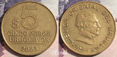 Уругвай 5 песо 2003 года, KM# 120.1, 174-088