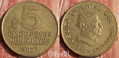 Уругвай 5 песо 2003 года, KM# 120.1, 253r-141