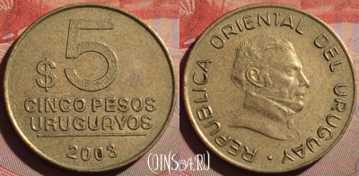 Уругвай 5 песо 2003 года, KM# 120.1, 327g-068