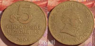 Уругвай 5 песо 2005 года, KM# 120.2, 096b-092