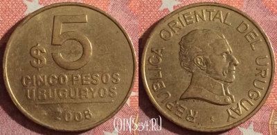 Уругвай 5 песо 2008 года, KM# 120.2, 350-017