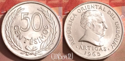 Уругвай 50 сентесимо 1965 года, KM# 45, 095j-025