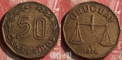 Уругвай 50 сентесимо 1976 года, KM# 68, 455o-051