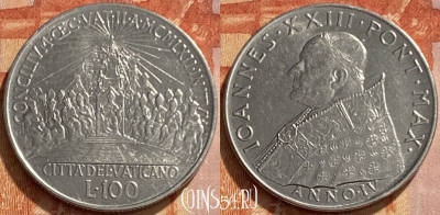 Ватикан 100 лир 1962 года, KM# 73, 461q-115