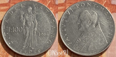 Ватикан 100 лир 1964 года, KM# 82, 461q-121
