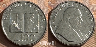 Ватикан 100 лир 1992 года, KM# 239, UNC, 516s-123