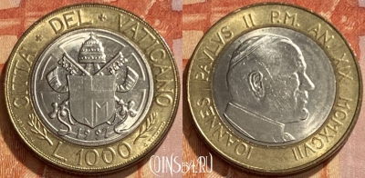Ватикан 1000 лир 1997 года, KM# 286, 461q-131