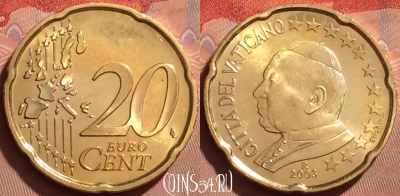 Ватикан 20 евроцентов 2003 года, KM# 345, BU, 401l-037 ♛