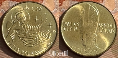 Ватикан 20 лир 1969 года, KM# 112, UNC, s516s-072