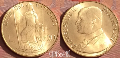 Ватикан 20 лир 1979 года (MCMLXXIX), KM# 144, 289l-096