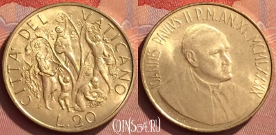 Ватикан 20 лир 1989 года, KM# 214, BU, 401l-066