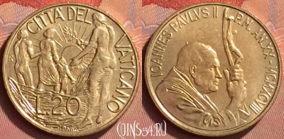 Ватикан 20 лир 1998 года, KM# 294, BU, 401l-190