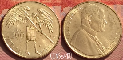 Ватикан 200 лир 1986 года, KM# 196, BU, 401l-097