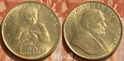 Ватикан 200 лир 1992 года, KM# 240, 461q-145