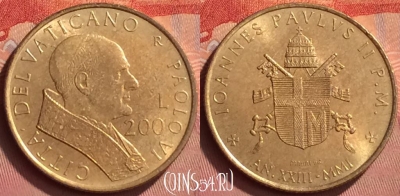 Ватикан 200 лир 2001 года, KM# 335, BU, 401l-169
