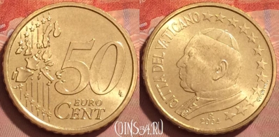 Ватикан 50 евроцентов 2004 года, KM# 346, BU, 401l-046 ♛
