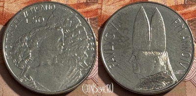 Ватикан 50 лир 1966 года, KM# 89, UNC, s515s-098 ♛