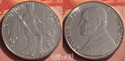 Ватикан 50 лир 1980 года, KM# 145, BU, 401l-154 ♛