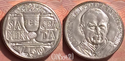 Ватикан 50 лир 1993 года, KM# 246, BU, 401l-139 ♛