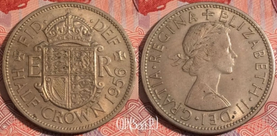 Великобритания 1/2 кроны 1956 года, KM# 907, a119-039