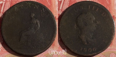 Великобритания 1/2 пенни 1806 года, KM# 662, 219-119