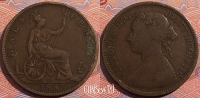 Великобритания 1/2 пенни 1887 года, KM# 754, a137-029