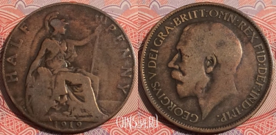 Великобритания 1/2 пенни 1919 года, KM# 809, a137-141