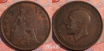 Великобритания 1/2 пенни 1931 года, KM# 837, a072-100