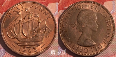 Великобритания 1/2 пенни 1963 года, KM# 896, a117-015