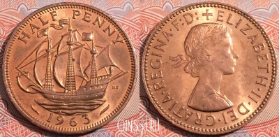 Великобритания 1/2 пенни 1963 года, KM# 896, a119-122