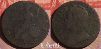 Великобритания 1/2 пенни 1746 года , KM# 579, 077j-073
