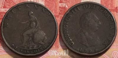 Великобритания 1 фартинг 1799 года, KM# 646, 251-127
