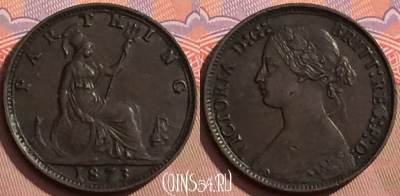Великобритания 1 фартинг 1873 года, KM# 747, 080l-014
