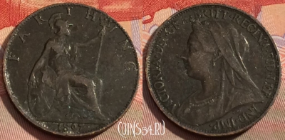 Великобритания 1 фартинг 1897 года, KM# 788, 109a-005