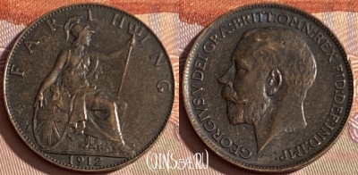 Великобритания 1 фартинг 1912 года, KM# 808, 375p-038 ♛