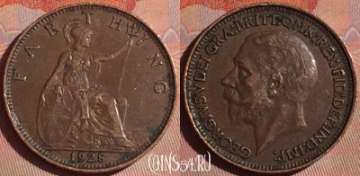 Великобритания 1 фартинг 1928 года, KM# 825, 051i-182
