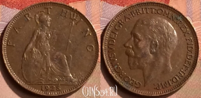 Великобритания 1 фартинг 1928 года, KM# 825, 417-065
