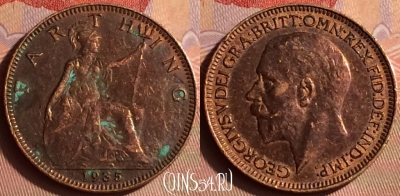 Великобритания 1 фартинг 1935 года, KM# 825, 432-075