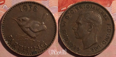 Великобритания 1 фартинг 1938 года, KM# 843, a142-005