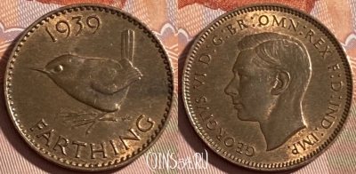 Великобритания 1 фартинг 1939 года, KM# 843, 489р-081 ♛