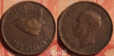 Великобритания 1 фартинг 1940 года, KM# 843, 049n-010