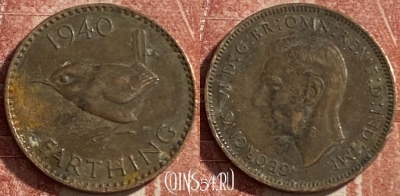 Великобритания 1 фартинг 1940 года, KM# 843, 485р-100