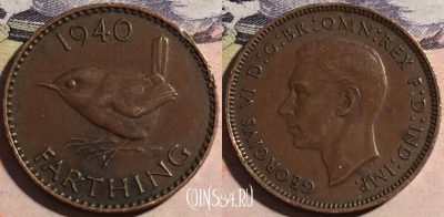Великобритания 1 фартинг 1940 года, KM# 843, a067-019
