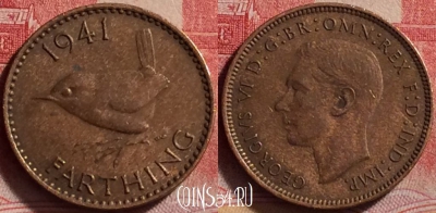 Великобритания 1 фартинг 1941 года, KM# 843, 225j-118