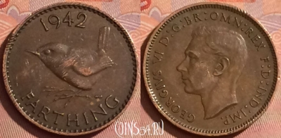 Великобритания 1 фартинг 1942 года, KM# 843, 239l-036