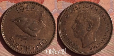 Великобритания 1 фартинг 1948 года, KM# 843, 047i-004