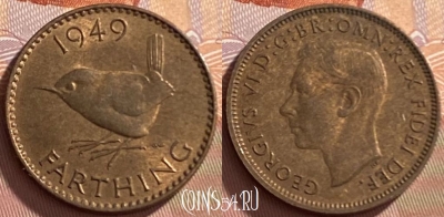Великобритания 1 фартинг 1949 года, KM# 867, 214p-027