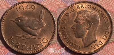 Великобритания 1 фартинг 1949 года, KM# 867, a076-108