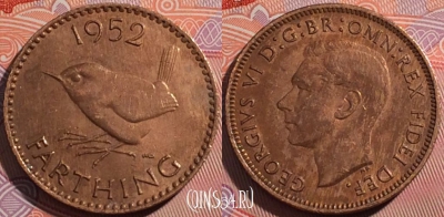 Великобритания 1 фартинг 1952 года, KM# 867, a148-019