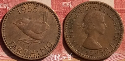 Великобритания 1 фартинг 1955 года, KM# 895, 240l-139